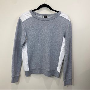 H by Bordeaux | Gray - White Faux Leather Top